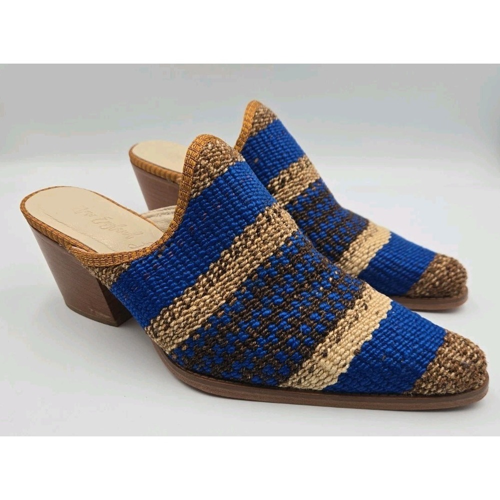 New England Loom Mule Slides Size 39‎ wool handmade vintage kilim rug
